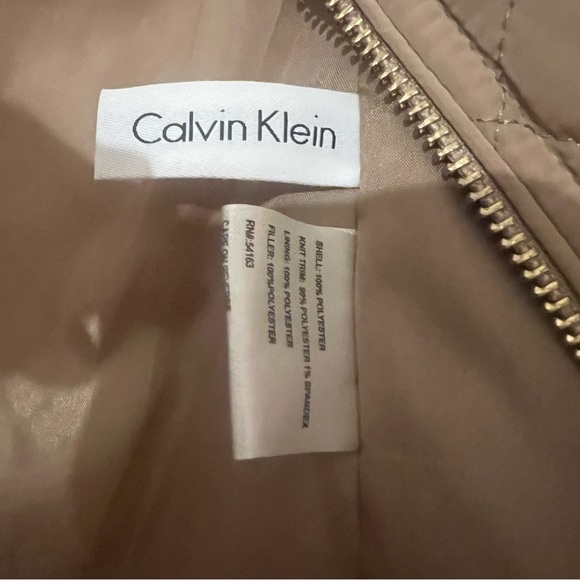 Calvin Klein Tan Quilted Utility Jacket Women’s Small Lightweight Zip Front Coat - Picture 7 of 9